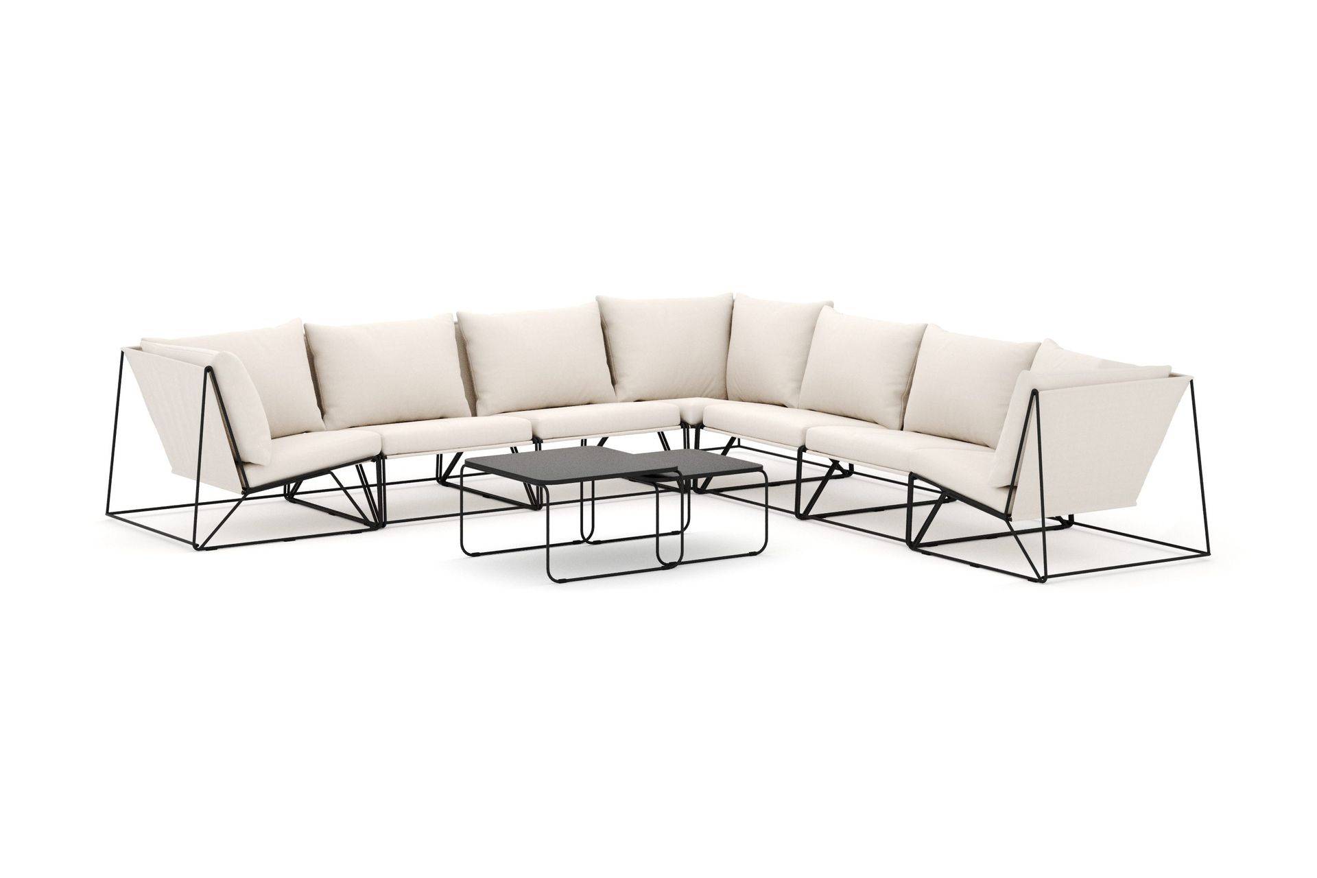 Comfort Garden Usteryd utomhus hörnsoffa 7-sits vändbar - Svart/Beige Loungesoffa