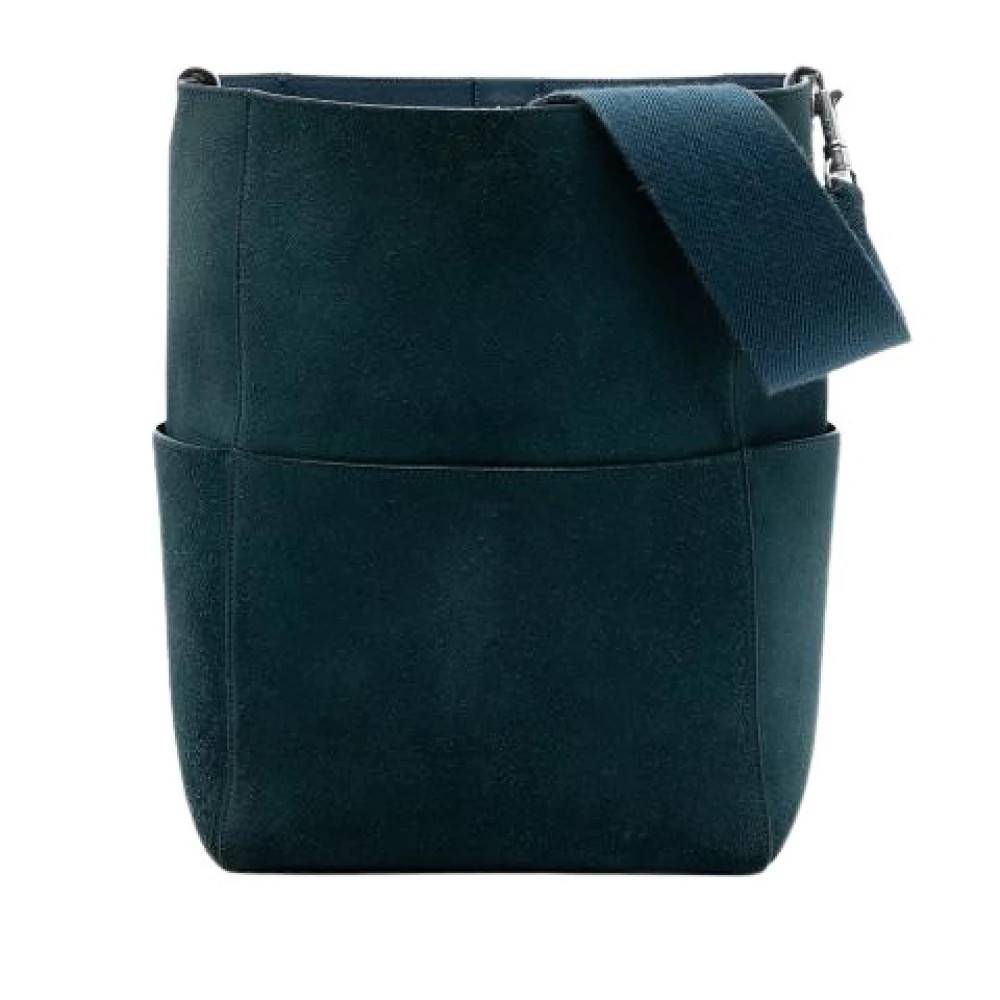Celine Vintage Pre-owned Vintage Suede Bucket Bag - Vintage - Dame - Blå - ONE SIZE - Suede