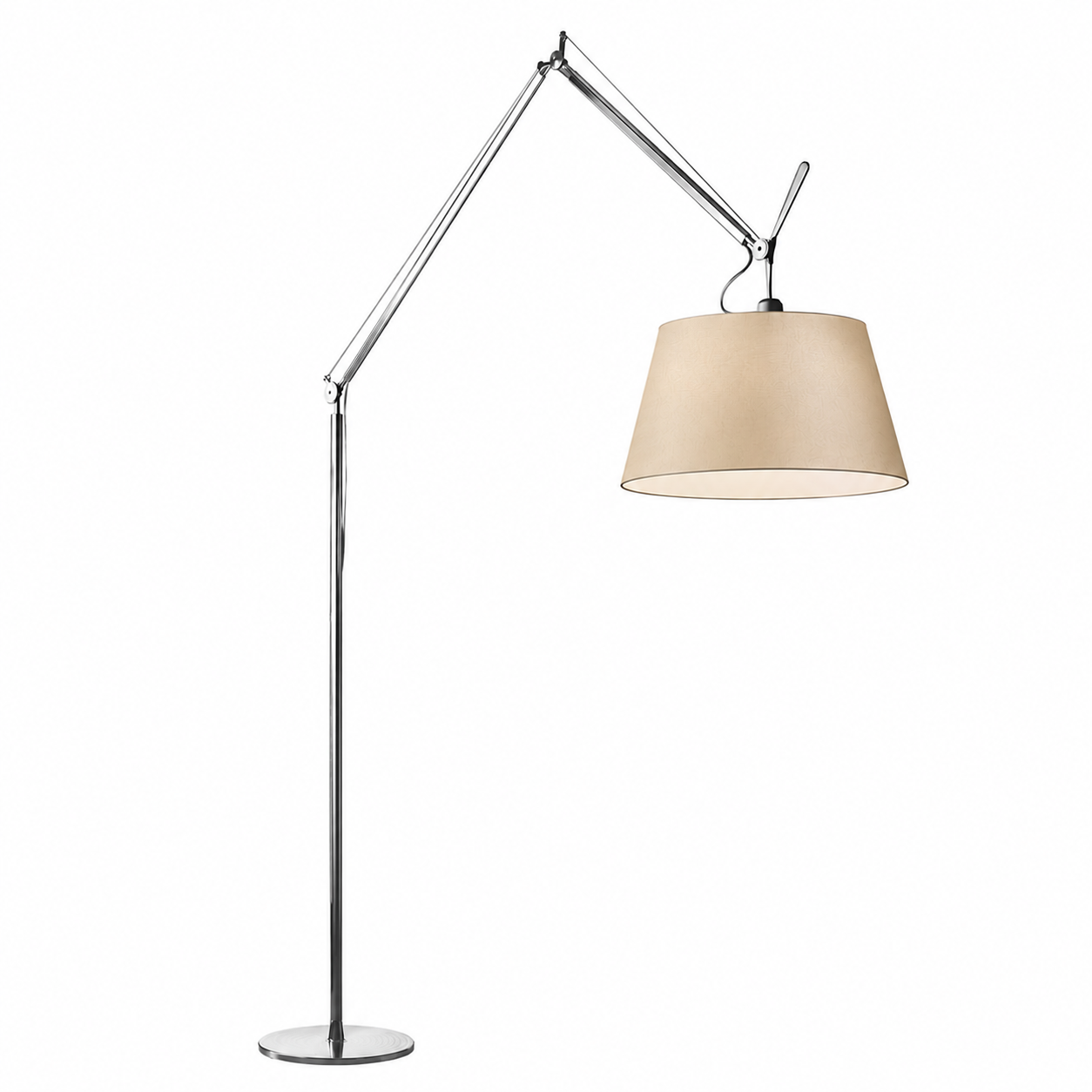 Artemide - Tolomeo Mega Golvlampa, Aluminium, Skärm i Pergamentpapper Ø 42 cm, Med dimmer - Standerlamper - Giancarlo Fassina,Michele De Lucchi - Sølv