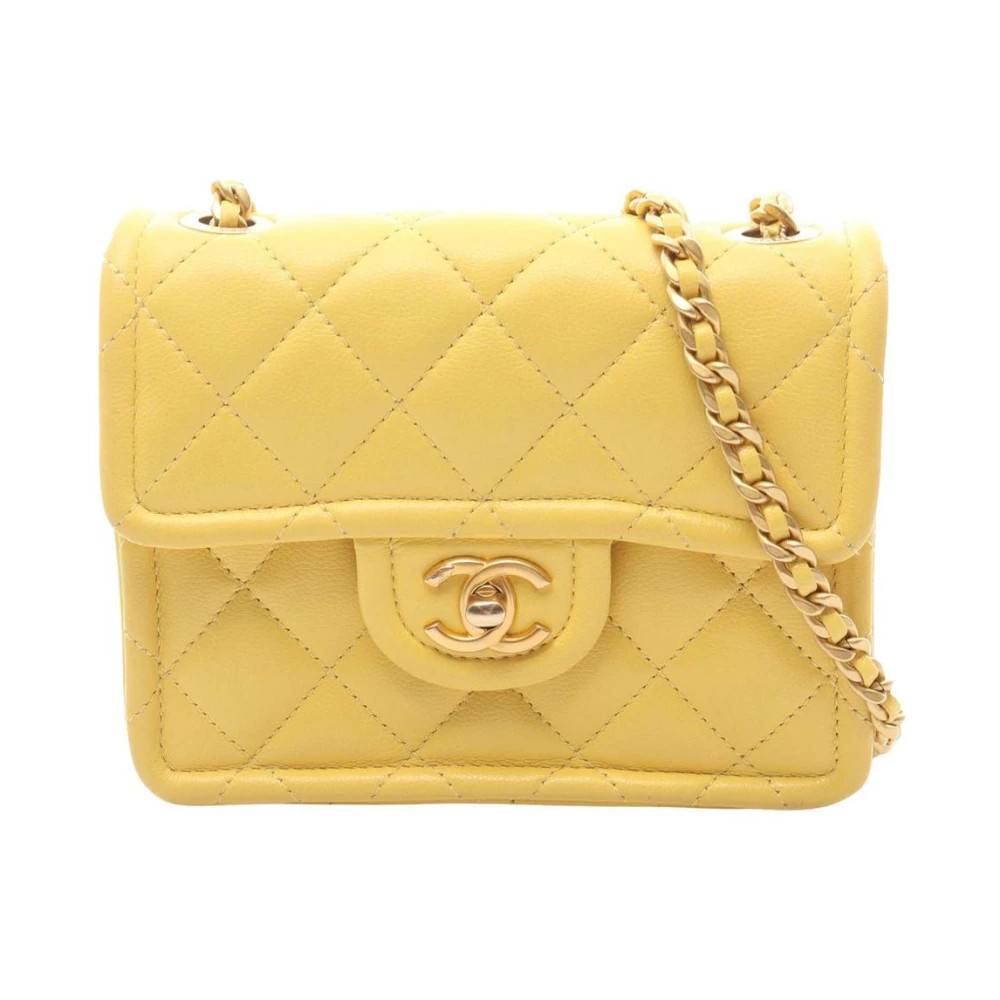 Chanel Vintage Pre-owned Chain Leather Bag - Vintage - Dame - Gul - ONE SIZE - Uld