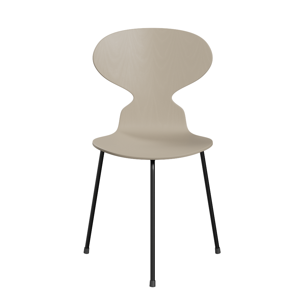 3100 Myren med 3 ben, sort stel af Arne Jacobsen Farvet finér - Ask - Lys Beige (135) - Jacobsen Plus