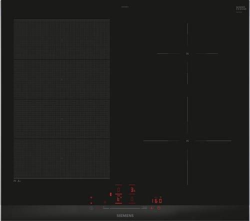 Siemens EX675HEC1E iQ700, smart induktionshäll, 60 cm, svart, liggande med ram, varioInduktion, TouchSlider, steksensor Pro – stekning utan risk för bränning