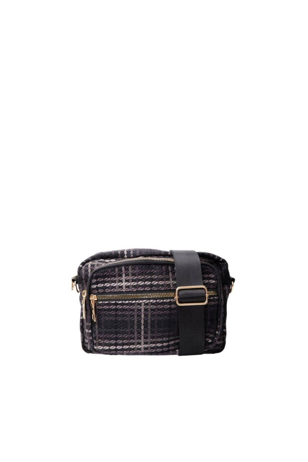 Black Colour - Bcvanda Check Crossover Bag 9386 - Black