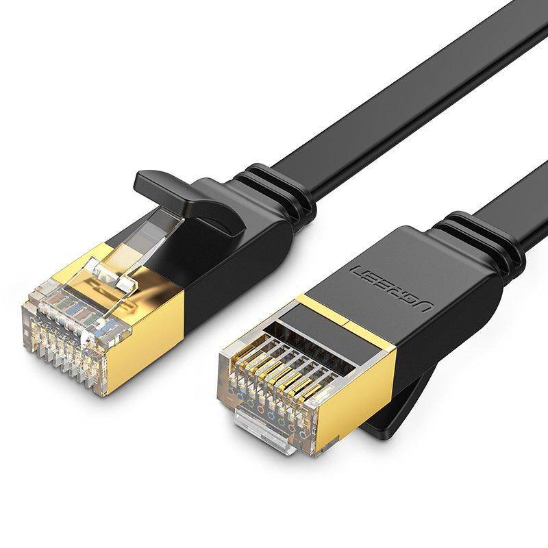 Flat patch cord cable LAN STP RJ45 Cat 7 10Gbps 3m black
