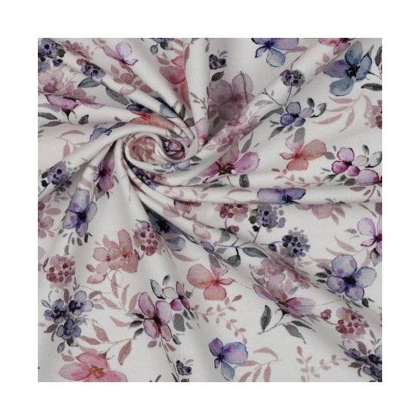 Økotex bomulds jersey Flowers, Off white