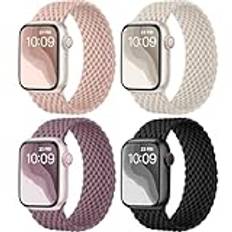 Epova 4-pack flätade soloslingor, remmar kompatibla med Apple Watch, 38/40/41 mm, stretchigt nylontyg, sportband för Apple Watch SE/iWatch rem serie 1–9