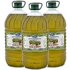 Extra Virgin Olivolja - Hojiblanca - 3 flaskor à 5 liter (15 L) - Kallextraktion - Traditionell olivlund - Subbética Rute Natural Park, Córdoba, Andalusien - [PRODUKT FRÅN SPANIEN]