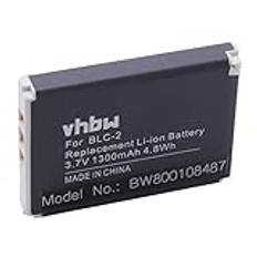 vhbw 1 x batteri kompatibel med Nokia 1221, 1260, 1261, 3330, 2260, 3310, 3315, 3350, 3360, 3385 mobiltelefon smartphone telefon (1 300 mAh, 3,7 V, Li-Ion)