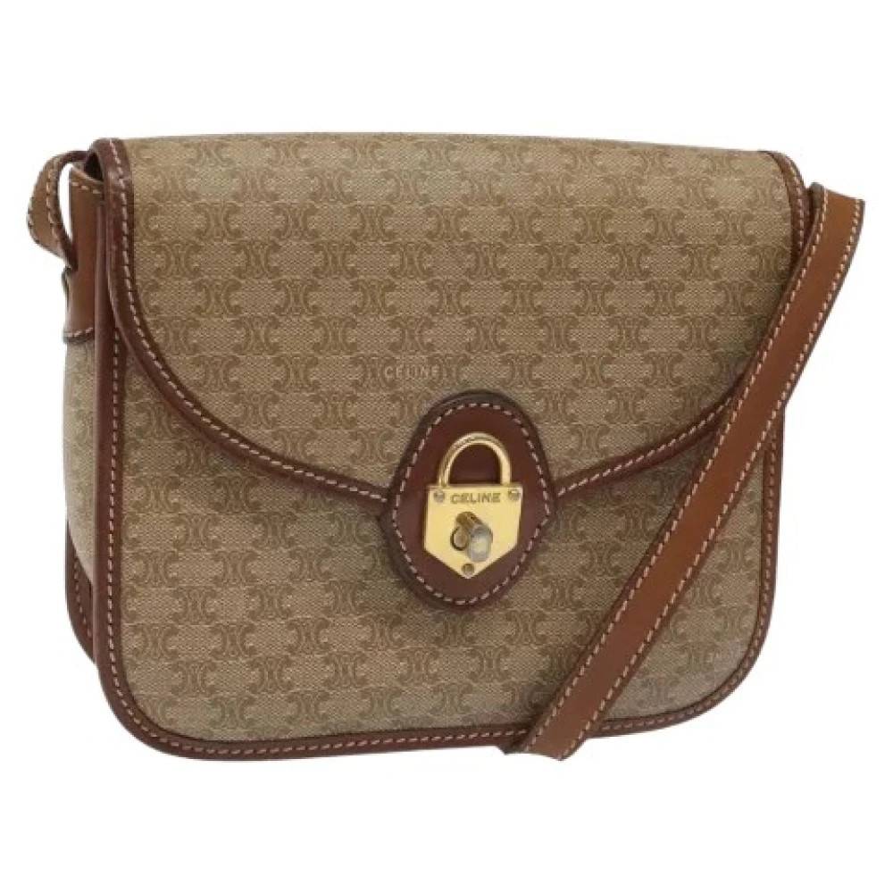 Celine Vintage Pre-owned Vintage Macadam Skuldertaske - Vintage - Dame - Beige - ONE SIZE - Uld