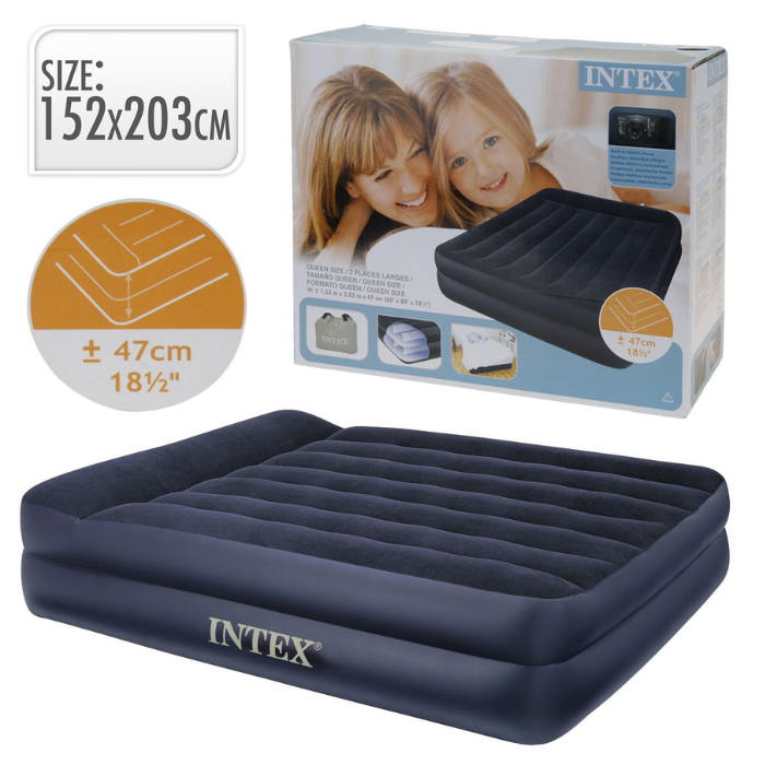 Intex luftmadras med indbygget pumpe 203x152x42 cm.