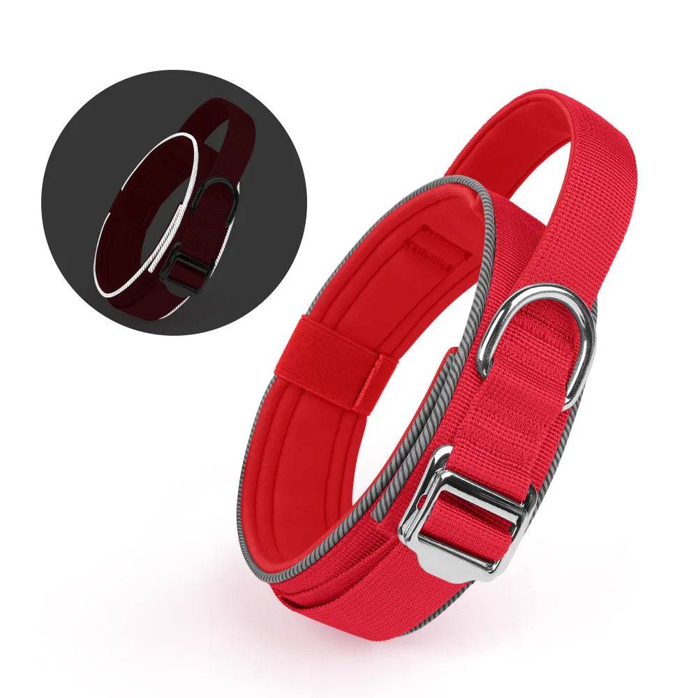 Reflective Tactical Training Collar for Large Dogs - Red / XL (XL)