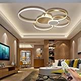 L80cm Modern LED taklampa Taklampa för vardagsrum Guld 6-rings taklampa 70W 5600LM dimbar 3500K-6500K med fjärrkontroll Hall Lamp Tak, för vardagsrum Sovrum Kök Matrum