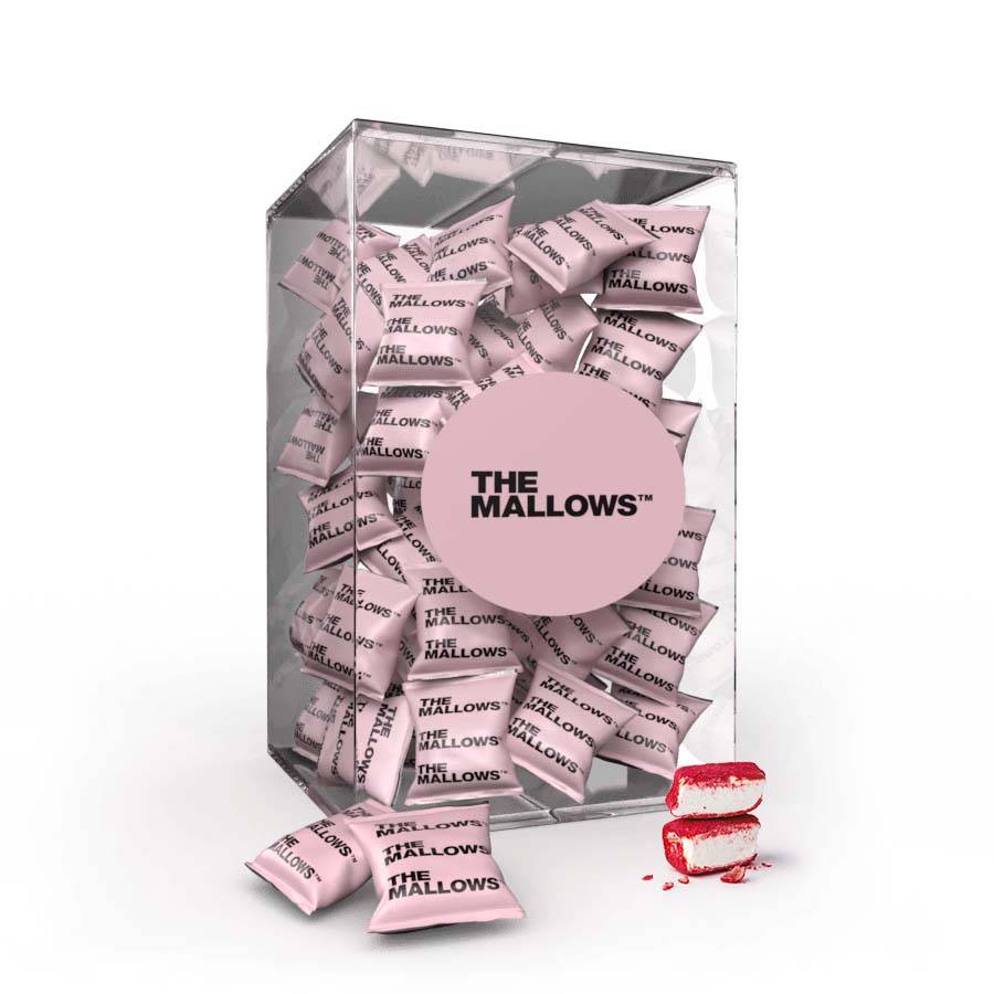 The Mallows -BLACKCURRANT & WHITE CHOCO FLOWPACK SKUMFIDUS MED BÆR 1 STK. ca. 5g.