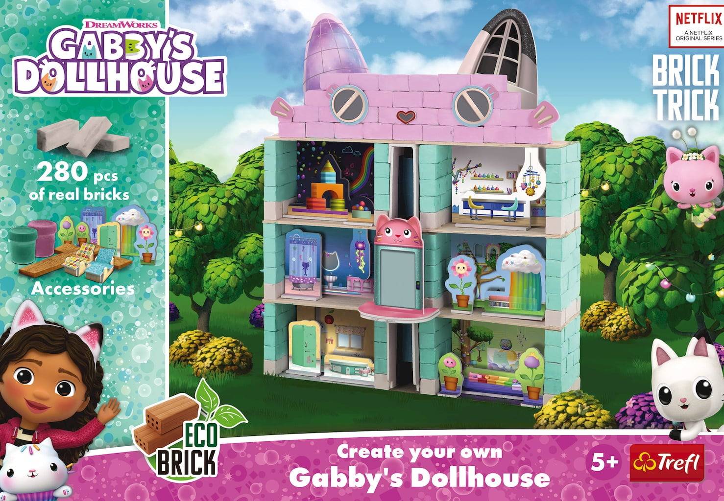 Trefl Brick Trick -​ L 280 delar -​ Gabby's Dollhouse