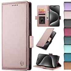 BAILI Fodral till Xiaomi 14 Ultra 5G, läderplånboksfodral med kickstand, kortplatser, flip folio fodral kompatibel med Xiaomi 14 Ultra 5G-rosa