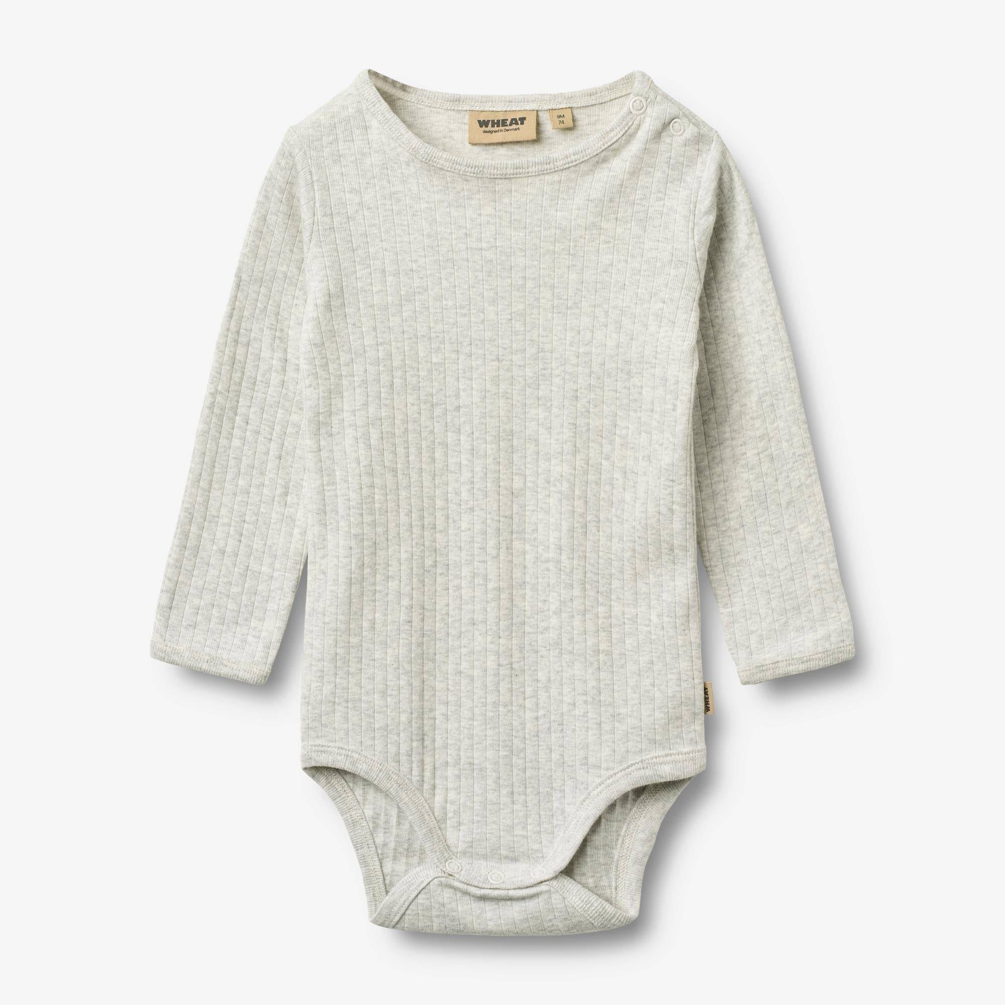 WHEAT® - Langærmet Body Berti - melange grey - Str 62.