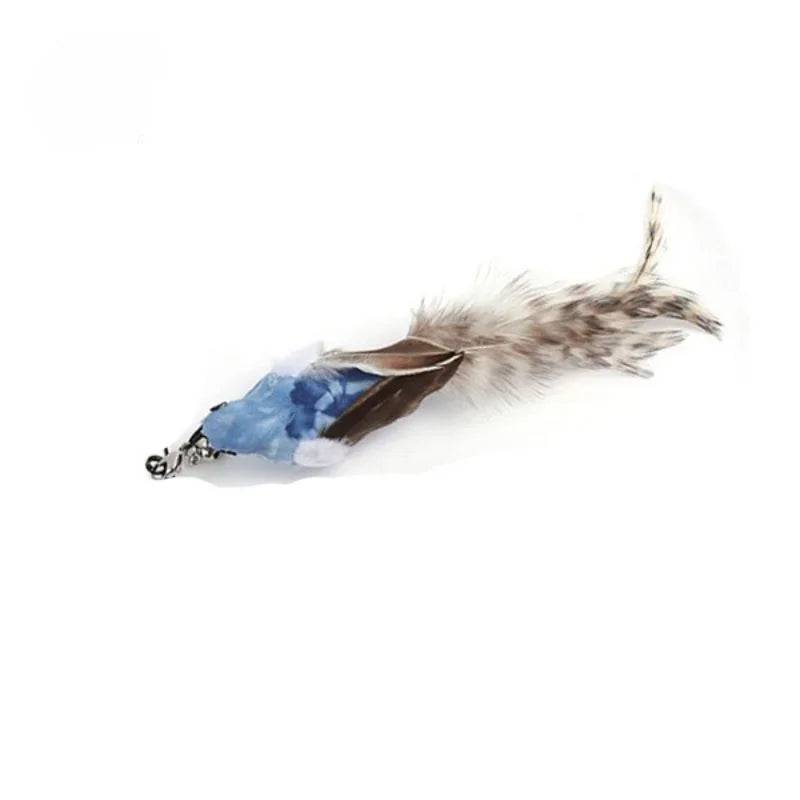 Feather Wand Cat Toy with Bell & Worm String - Interactive Teaser Set - THT-3-SF-3