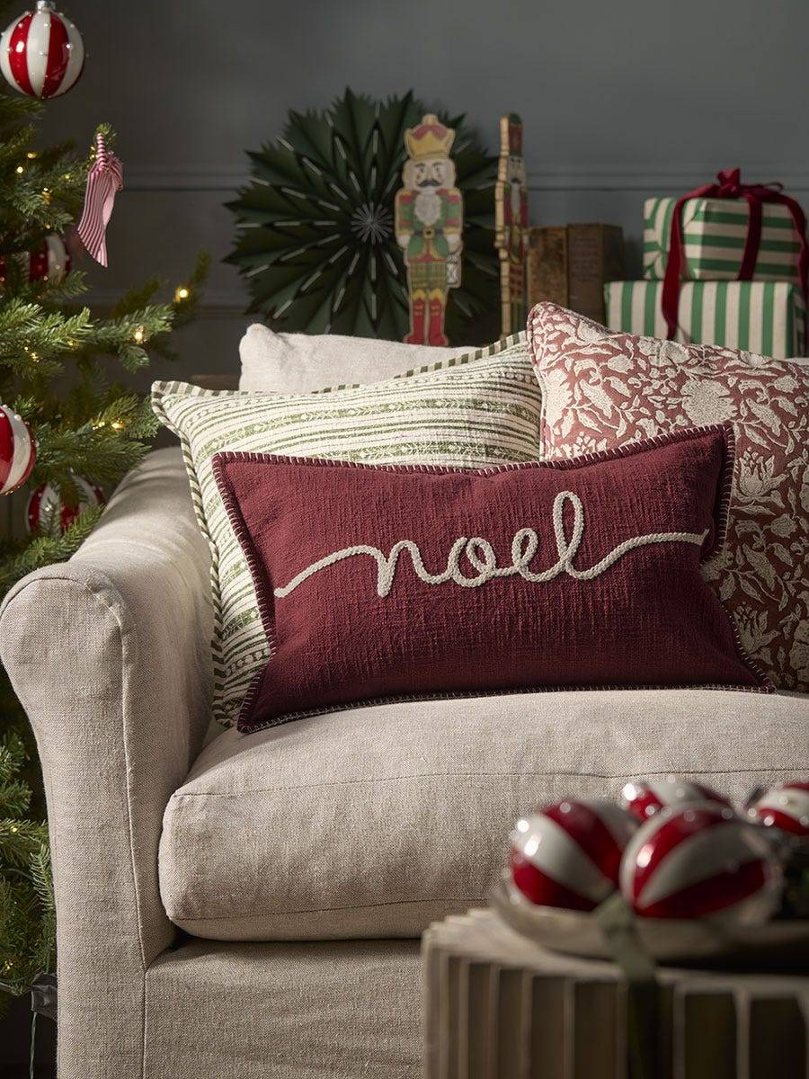 Embroidered Noel Cushion