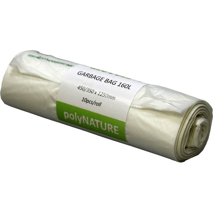 Sopsäck Polynature 160L vit 10st/rulle