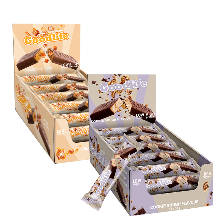 Proteinbarer 30 x Goodlife Low Sugar Protein Bar 50 g - Bodyman.dk