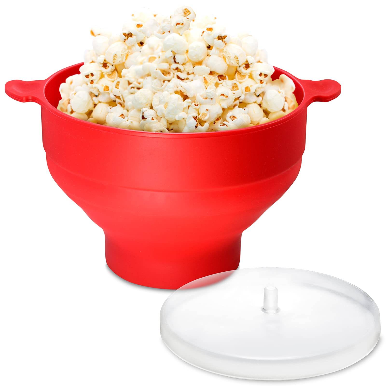 ICHIFUJI Popcorn Maker Silicone Microwave Home Use Washable Type Oil-Free röd