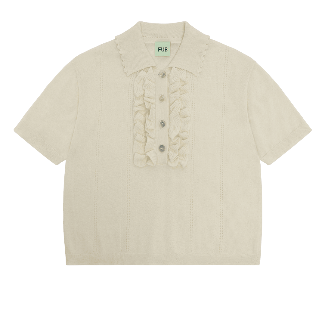 FUB Frill Polo Ecru Ecru-110 cm Krämfärgad 110 cm Flickor