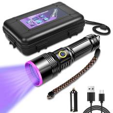 Flintronic UV-ficklampa, 365 nm ultraviolett ficklampa, uppladdningsbart svart ljus, svart lampa med hög effekt för hartshärdning, ringormdetektering, mineraler