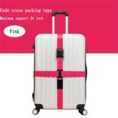 Bagageband korsbälte packning justerbar resväska nylon 3 siffror lösenord lås spänne rem bagage bälten resetillbehör - Röd rosa