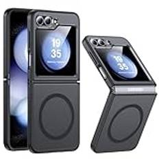 FNDMIL Magnetiskt Samsung Galaxy Z Flip 6 fodral med Mag-Safe – genomskinligt matt, anti-fingeravtryck, militär stötsäkert hårt fodral med mjuk silikon för mobiltelefon