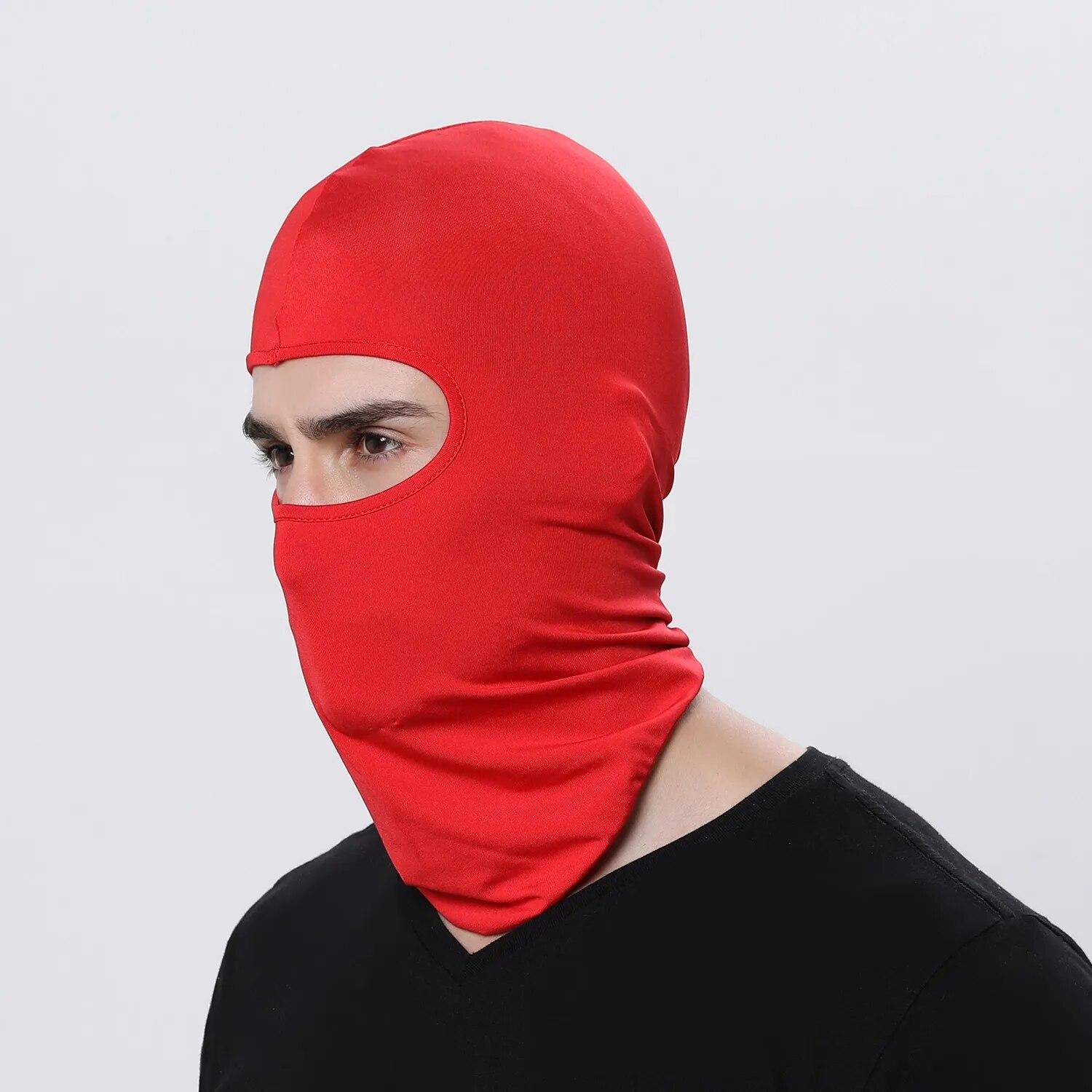Herrcykelbalaklava, Skidmask för hela ansiktet, Vandring, Camping, Airsoft röd