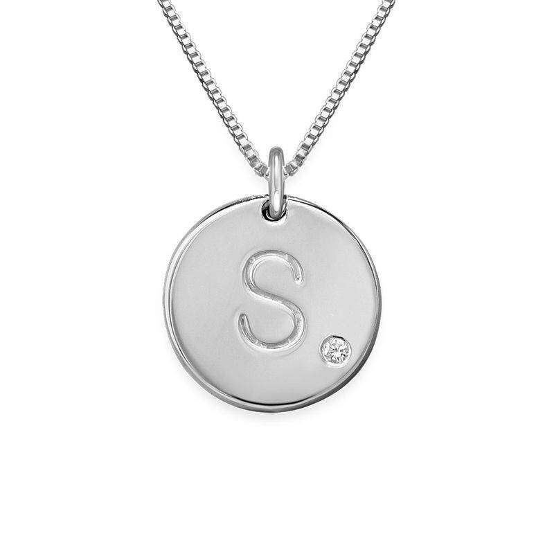 Diamant Halsband med Bokstav i Silver