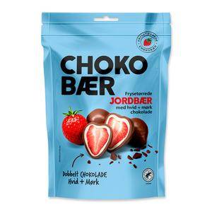 Nordthy Chokobär Frystorkade Jordgubbar Vit- och Mörk Choklad - 90 g