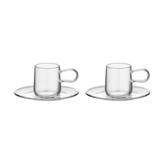 Kosta Boda Viva espressokopp med fat 8 cl 2-pack Klar - Transparent