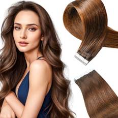 Qingliang Tape Extensions äkta hår, osynlig tejp i förlängningar, äkta hår, sidenlen rak Remy Tape hårförlängningar, äkta människohår 20 tum 50 cm 20 stycken 50 g (medel brun, 50 cm)