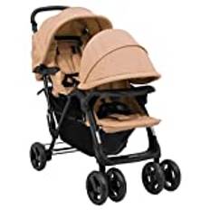vidaXL Tandem tvillingvagn taupe stål