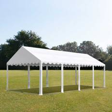 4x8 m partytält utan sidoväggar, PVC-presenning,  vit, med bottenram - (1054)