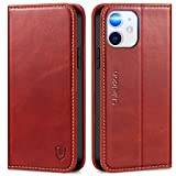 SHIELDON äkta läderfodral för iPhone 12 / iPhone 12 Pro 6,1", retro röd