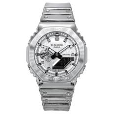 Casio G-Shock G-Steel Fine Metallic Tough Silicone Strap Grey Dial Quartz GM-2100YM-8A 200M Men's Watch grå