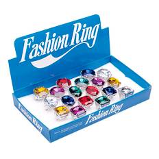 Jumbo ring med stor plaststen gul