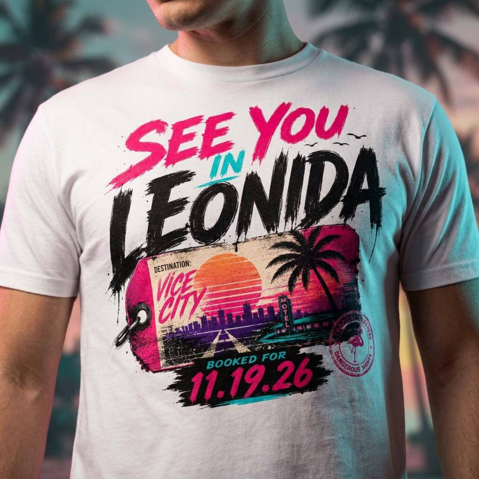 Gta 6 T-shirt, Vi ses i Leonida T-shirt, Vice City Bagagebricka Grafik cm white