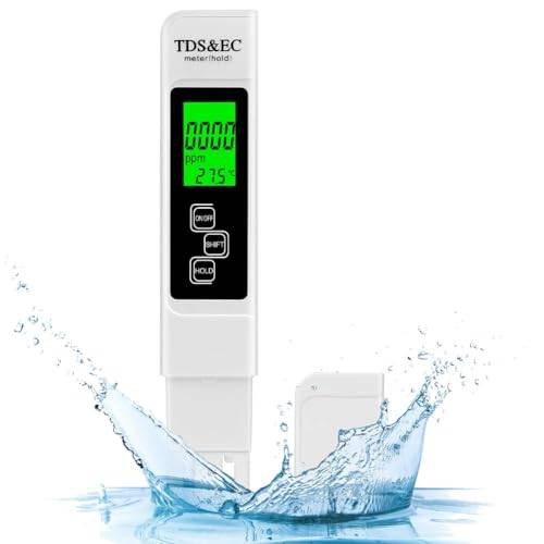 Flintronic Vattenkvalitetstest TDS/EC, läsnoggrannhet +/- 2 %, bakgrundsbelyst testare för dricksvatten, pool, hydroponik, akvarium