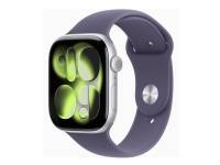(ComputerSalg) Apple Watch Series 11 (GPS) - 46 mm - sølvaluminium - smart ur med sportsbånd - fluoroelastomer - lilla tåge - båndstørrelse: M/L - 64 GB - Wi-Fi 4,