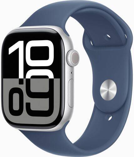 Apple Watch Series 10 Aluminium 46 mm (2024) | GPS + Cellular | silver | Sportband M/L | denim