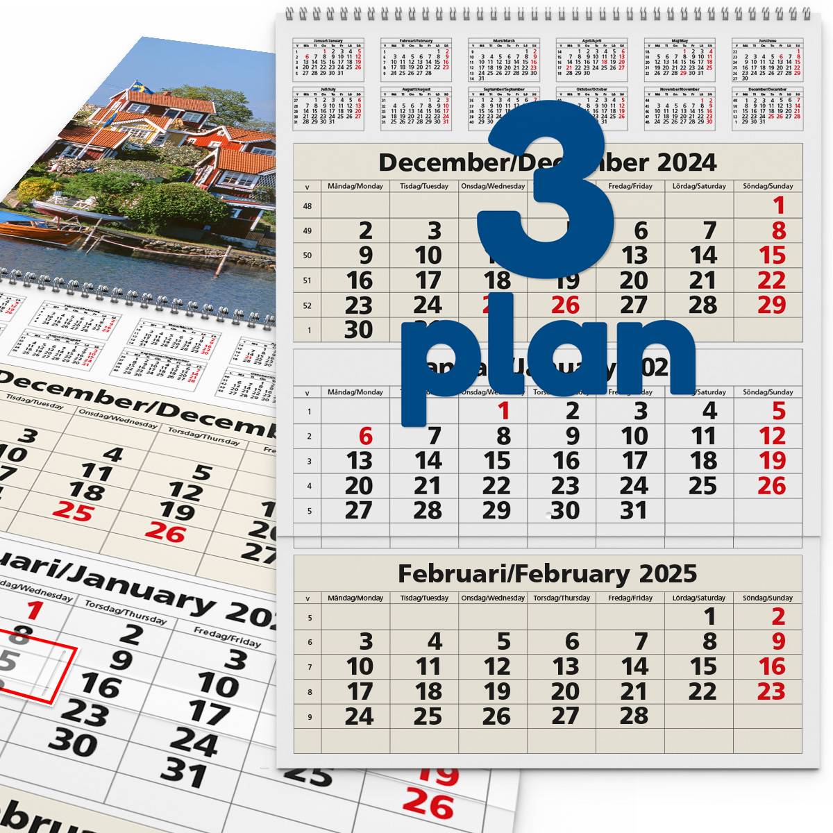 Väggkalender 3-plan 2025