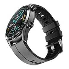 NotoCity Armband för Huawei Watch GT3/GT 3 Pro/GT2/GT2 Pro 46 mm armband, 22 mm mjukt silikonarmband för Huawei Watch GT 2e/GT/GT Active (svart)