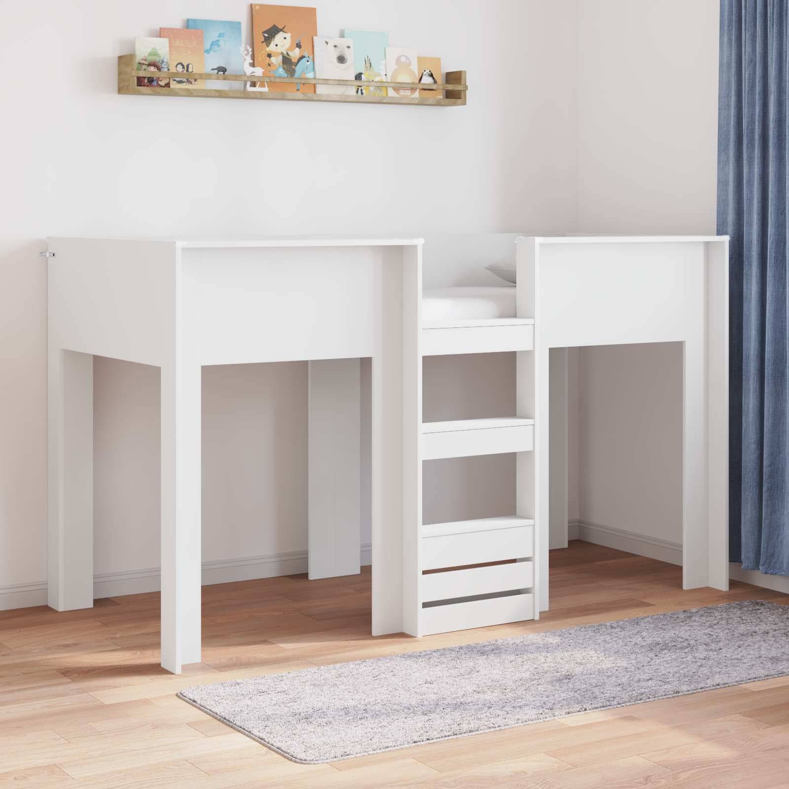 vidaXL Köksbädd för barn Vit 75 x 190 cm Konstruerat trä
