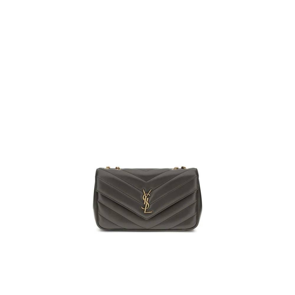 Saint Laurent LouLou Skuldertaske i quiltet læder - Tasker - Dame - Grå - ONE SIZE - Uld