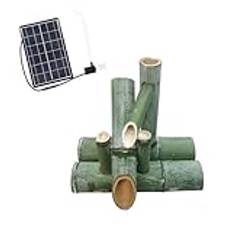 Soldriven bambufontän med pump och panel för Zen trädgårdsdekor 30 cm utomhusvattenfunktion