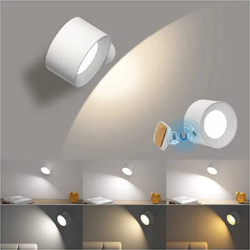 360° VÄGGLAMPA - TRÅDLÖS UPPLADDNINGSBAR VÄGGLAMPA - 1 + 1 Gratis / Vit