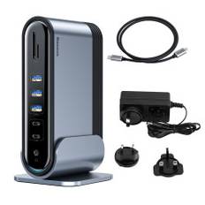 Multifunktionel HUB replikator port splitter kortlæser EU CN UK stik grå